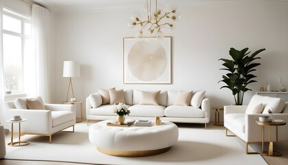 Fototapeta premium white and gold theme modern interior design