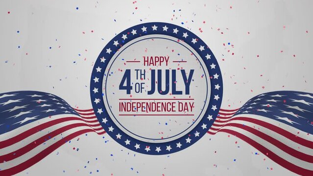4th July 4K Animated Background with Confetti and Typography