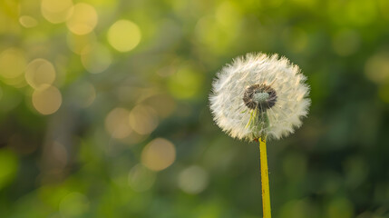 Fototapeta premium Closeup of dandelion on natural background : Generative AI