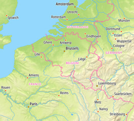 Naklejka premium Map of Belgium and surrounding countries With country names In English