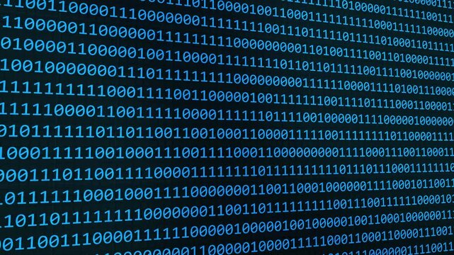 Dynamic Binary Code Animation of Digital 0s and 1s Flowing in Futuristic Matrix Style for High-Tech Backgrounds