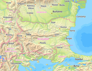 Naklejka premium Map of Bulgaria and surrounding countries With country names In English
