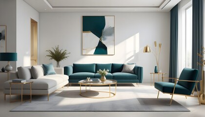 Fototapeta premium white and gold theme modern interior design