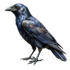 Fototapeta premium Black crow realistic isolated illustration.