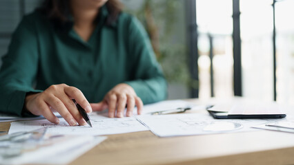 Architecture drawing on architectural Creative project business architecture building construction Industrial engineering