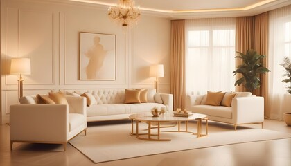 Fototapeta premium white and gold theme modern interior design