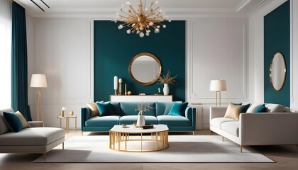 Fototapeta premium white and gold theme modern interior design