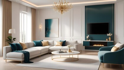 white and gold theme modern interior design
