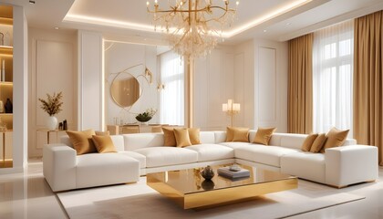 white and gold theme modern interior design