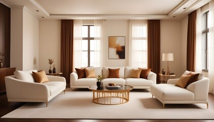 Fototapeta premium white and gold theme modern interior design