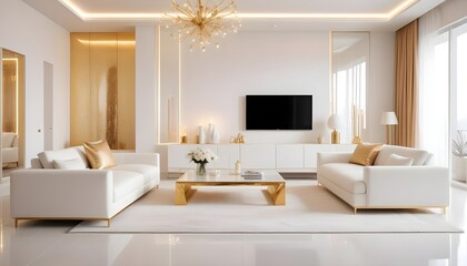 white and gold theme modern interior design