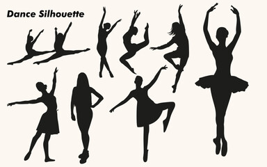 Flat design of dancer silhouette set