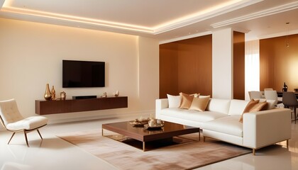 Fototapeta premium white and gold theme modern interior design