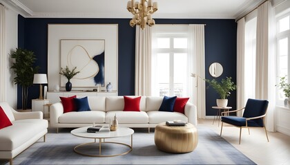 Fototapeta premium white and gold theme modern interior design