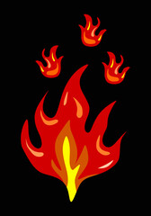 fire flames on a black background