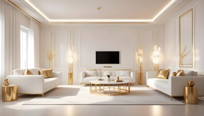 white and gold theme modern interior design