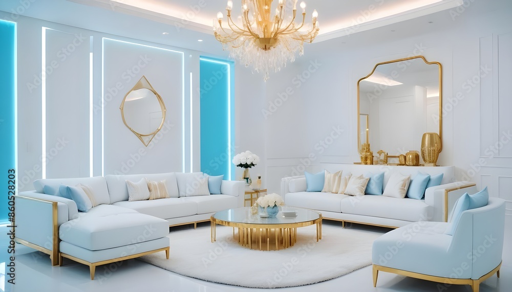 Wall mural white and gold theme modern interior design