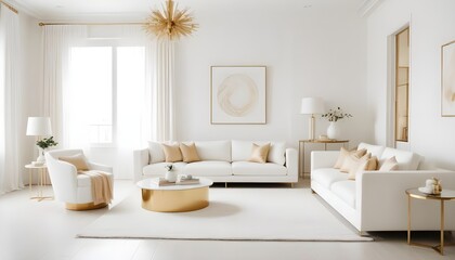 Fototapeta premium white and gold theme modern interior design