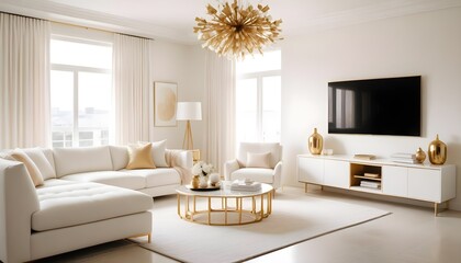white and gold theme modern interior design