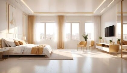 white and gold theme modern interior design