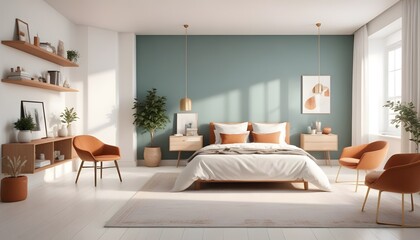 Fototapeta premium white and gold theme modern interior design