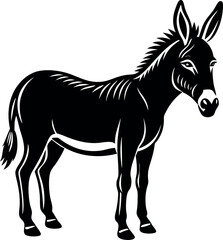donkey silhouette vector illustration Design on a white background

