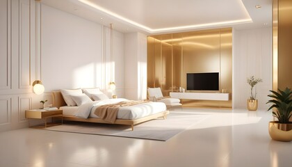 Fototapeta premium white and gold theme modern interior design