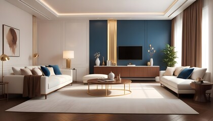 Fototapeta premium white and gold theme modern interior design