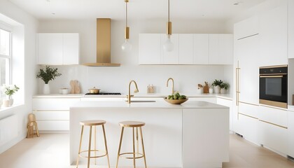 Fototapeta premium white and gold theme modern interior design