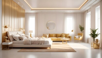 white and gold theme modern interior design