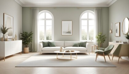 Fototapeta premium white and gold theme modern interior design