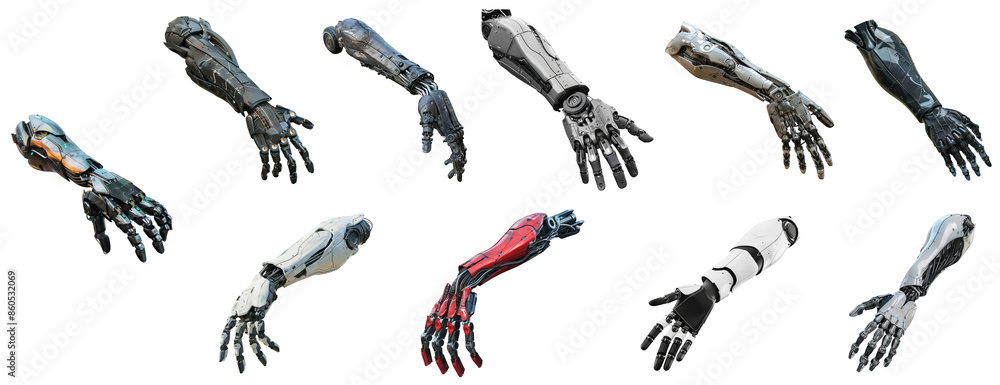Poster advanced arm clipart featuring tactile feedback in a 3d rendering, isolated on a transparent backgro