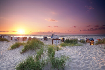 amazing sunset at the sandy Baltic Sea beach