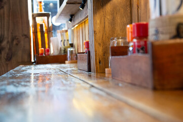 Eating corner in a Japanese ramen restaurant