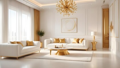 white and gold theme modern interior design