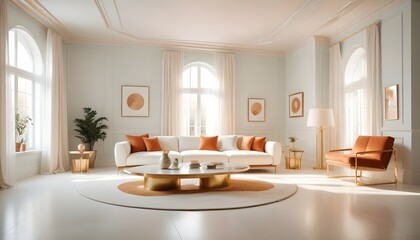 Fototapeta premium white and gold theme modern interior design