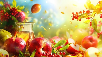 Eyecatching Rosh Hashanah, Jewish New Year Autumn Holiday Background