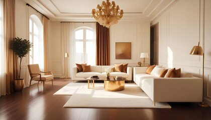 Fototapeta premium white and gold theme modern interior design