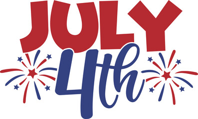 Fototapeta premium July 4th independence day typography clip art design on plain white transparent isolated background for card, shirt, hoodie, sweatshirt, apparel, tag, mug, icon, poster or badge