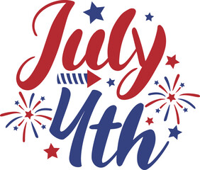 July 4th independence day typography clip art design on plain white transparent isolated background for card, shirt, hoodie, sweatshirt, apparel, tag, mug, icon, poster or badge