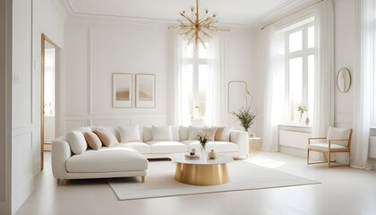 white and gold theme modern interior design