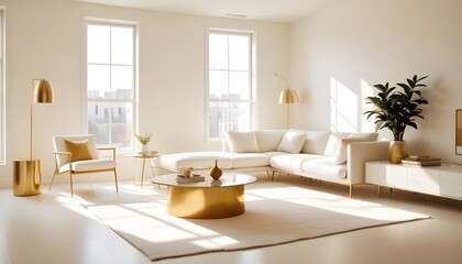 Fototapeta premium white and gold theme modern interior design