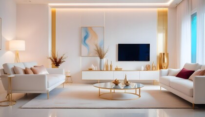 white and gold theme modern interior design