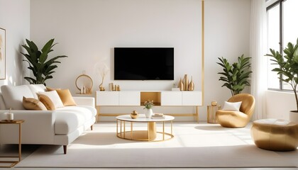 white and gold theme modern interior design