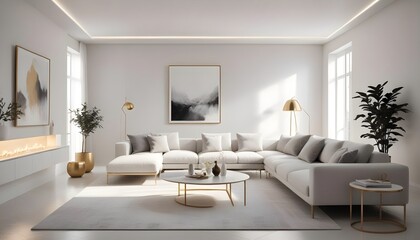 Fototapeta premium white and gold theme modern interior design