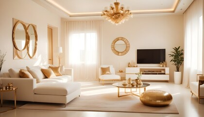 white and gold theme modern interior design