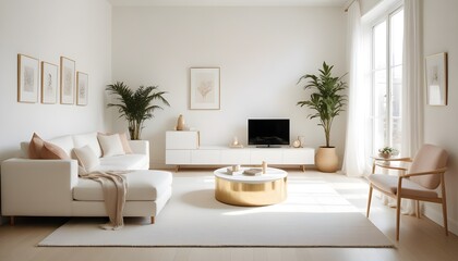 white and gold theme modern interior design