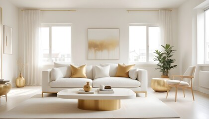 white and gold theme modern interior design