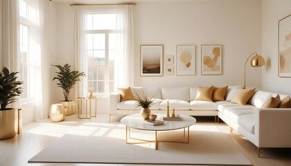 Fototapeta premium white and gold theme modern interior design