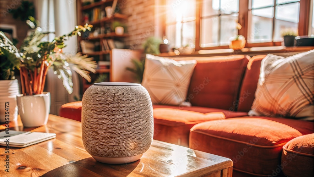 Sticker Smart speaker in a modern living room.